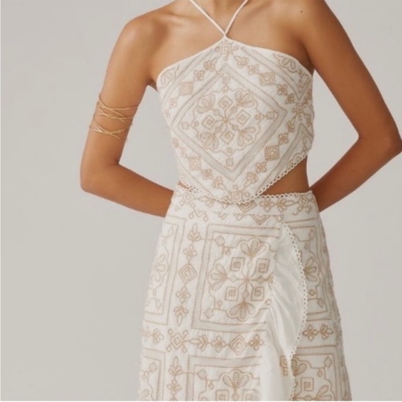 Anthropologie Bare Embroidered Halter Top NWT Size 8 - Picture 2 of 11